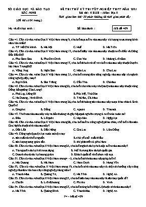 Đề thi thử Tốt nghiệp THPT môn Địa lí - Mã đề 409 - Năm học 2020-2021 - Sở giáo dục và đào tạo Bắc Ninh (Có đáp án)